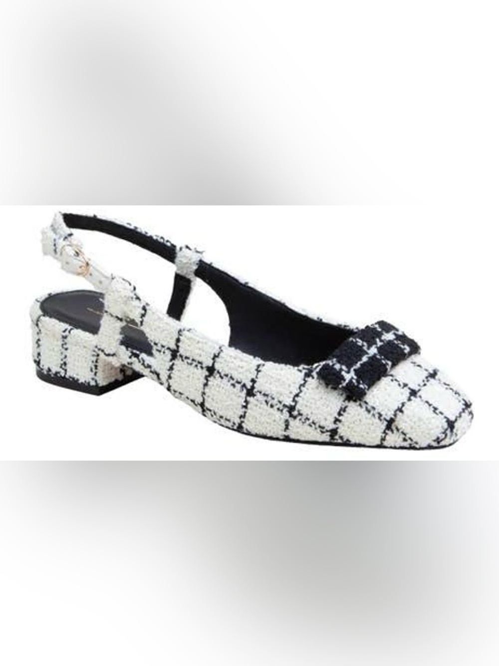 Paolo Caris Ivory Black Windowpane Slingback Mules Nib 7.5 $129